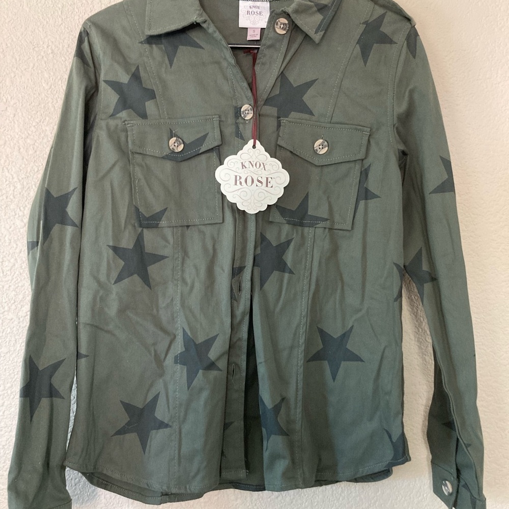 Knox Rose Olive Star Pattern Jacket